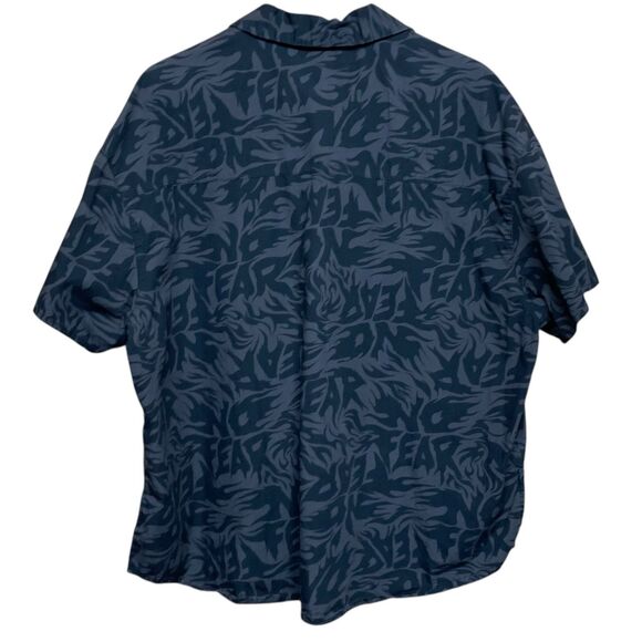 No Fear X H&M Button Up Shirt Short Sleeve Oversized Side Slit Men Size Medium - Picture 2 of 8